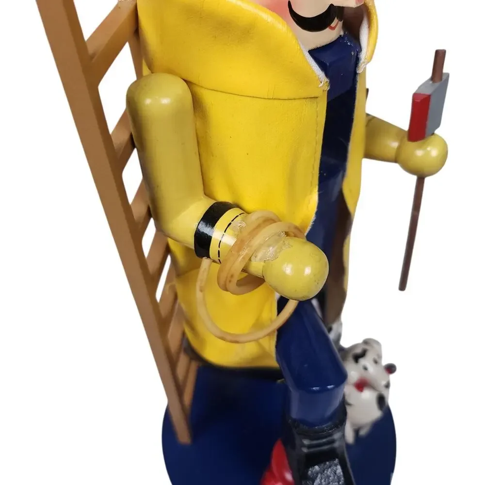 Kurt Adler Wood Nutcracker Fireman Firefighter Dalmatian Dog Santa’s World 12”